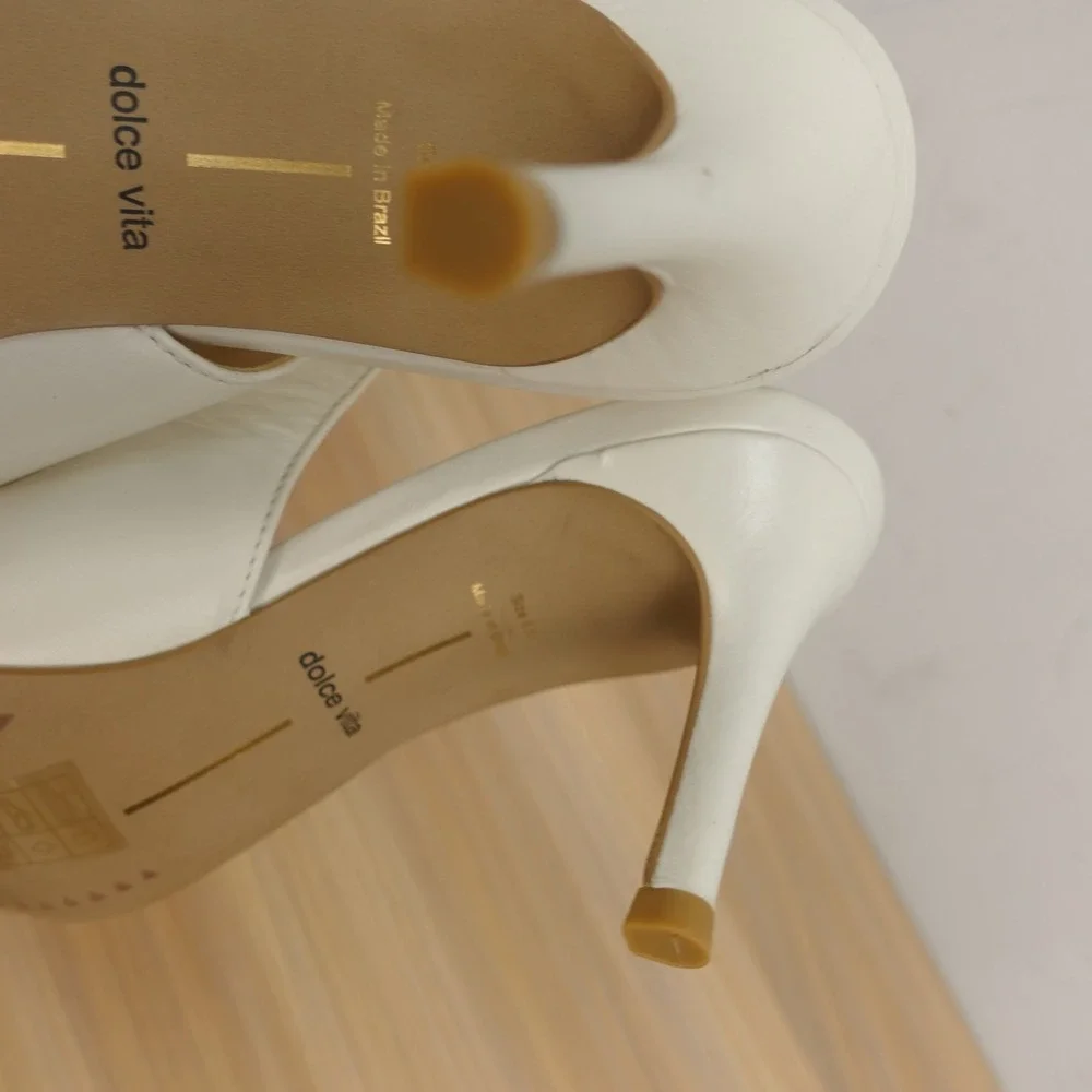 Dolce Vita Slingback Heels Womens 8.5 White Leather Bridal Pointed Kitten Heel
